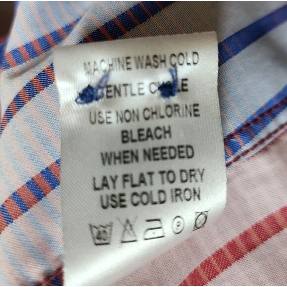 Luchiano Visconti Shirt Mens XL Blue Red Striped Cotton Modal Button Flip Cuff - Picture 13 of 16